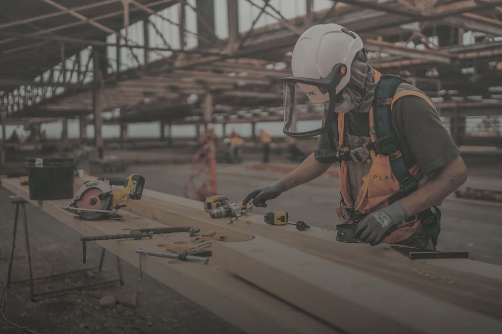 A BAWE site team working on a structural steel installation